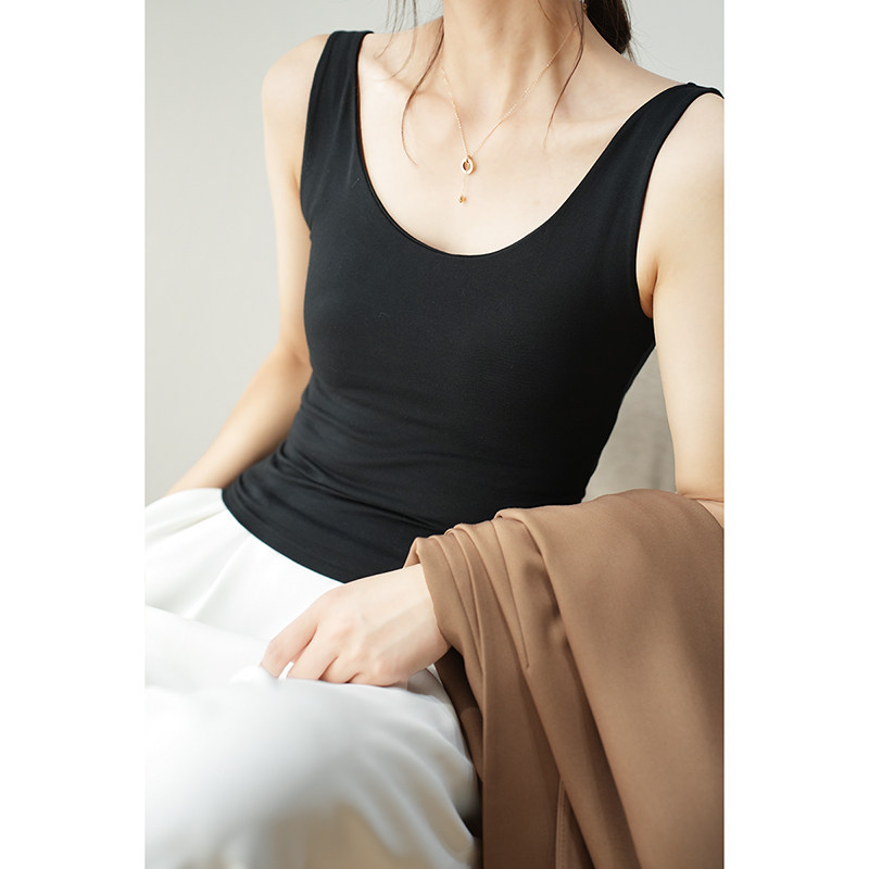 BRA免穿文胸背心 短款 舒适好穿 女士纯色一体薄棉杯 女装夏款