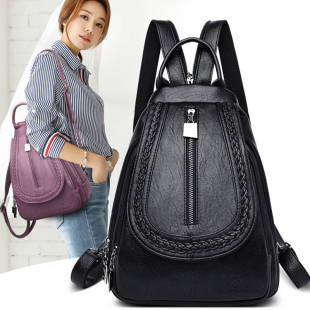 头层牛皮时尚休闲揹包双肩包软真皮女包胸包2023新款百搭旅行包潮