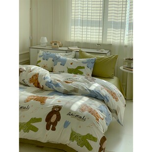 卡通可爱被套单件160x210单双人150xG210儿童全棉被罩150x215