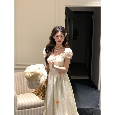 【瑞茜】雾漫花海 夏季甜美花朵小众设计感显瘦长款连衣裙R6222H