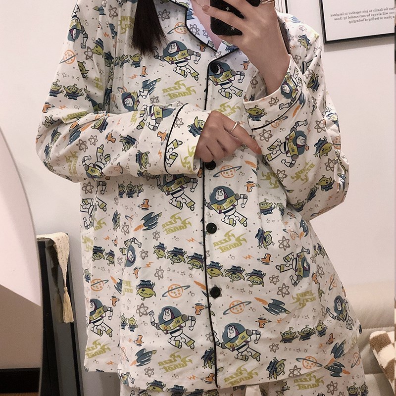 韩国卡通玩具总动员纯棉睡衣男女春秋开衫长袖长裤家居服情侣套装