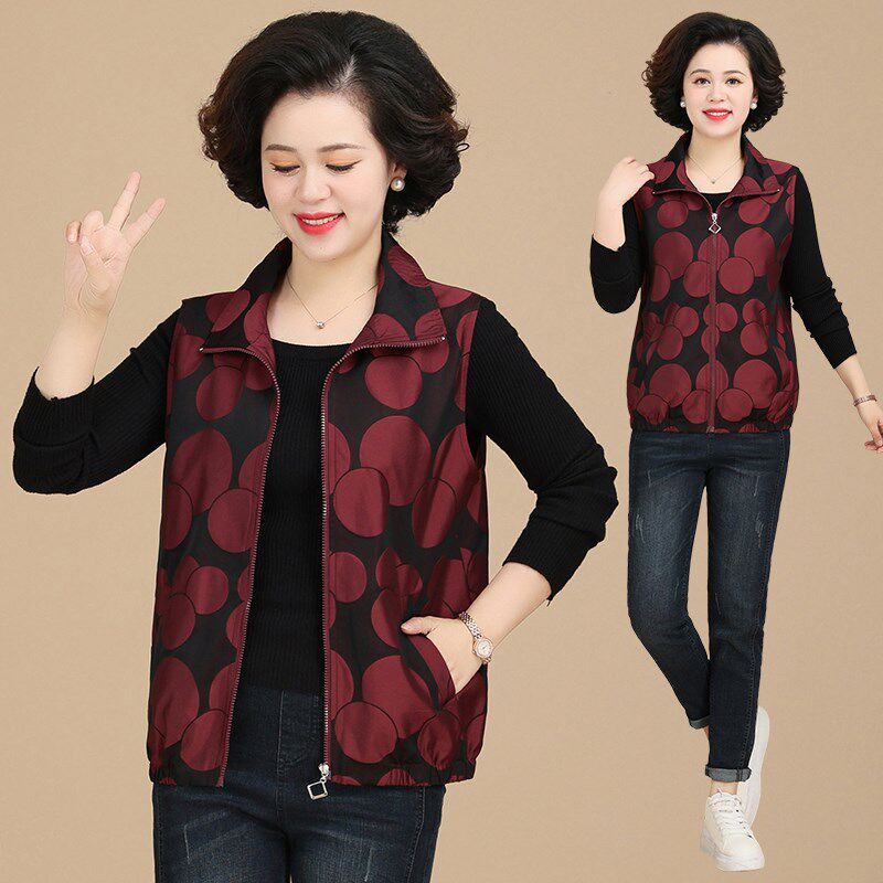中年妈妈春装马甲外套洋气薄款2025新款中老年女春秋外穿马夹背心