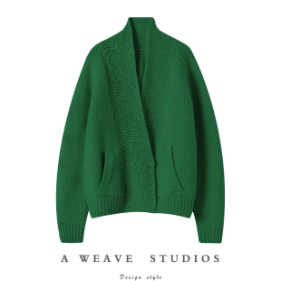 女纯羊绒毛衣针织开衫 重磅加厚V领山羊绒开衫 外套 精髓 魅力狂飒