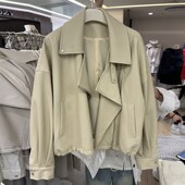 十三行2025春法式 独特超好看机车皮衣外套女 温柔甜美休闲宽松短款