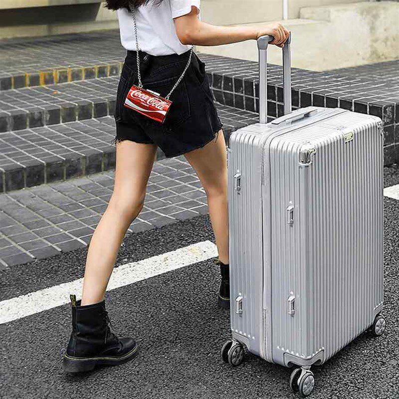 新款网红拉炼旅行箱 pvc亮面寸行李皮箱 男女寸登机拉杆箱包