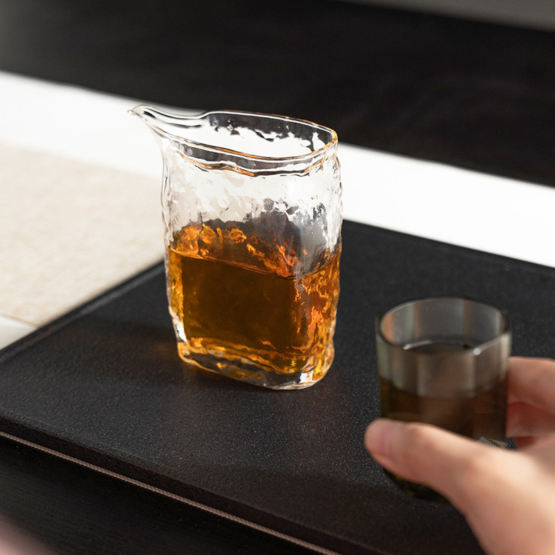 手工锤纹公道杯分茶器玻璃茶具公杯H泡茶公平茶海单个茶具配件