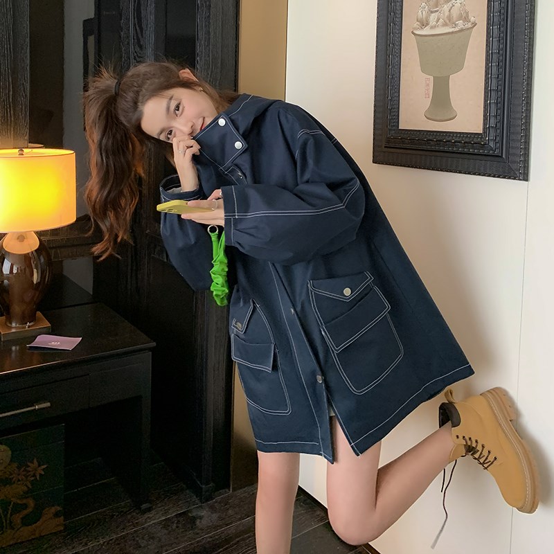 工装风衣外套女中长款春秋宽松设计感小众休闲高级感炸街流行大衣