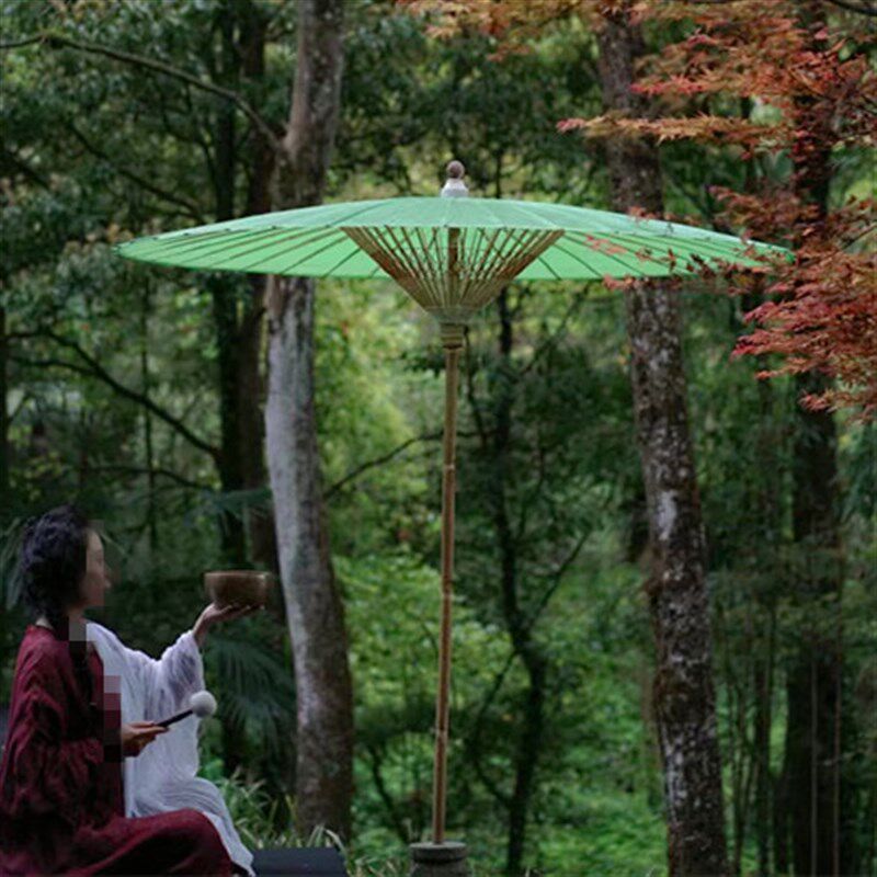 手工双层红黄素色油纸伞复古实用防雨户外大型花园庭院工艺桐油伞