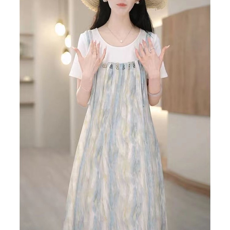 孕妇装2025夏装时尚韩版假两件连衣裙新款高贵显瘦气质夏季连衣裙