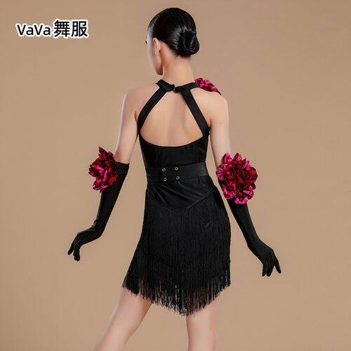 VaVa舞服拉丁舞服流苏裙国际比赛标准女M儿童表演网红演出花服