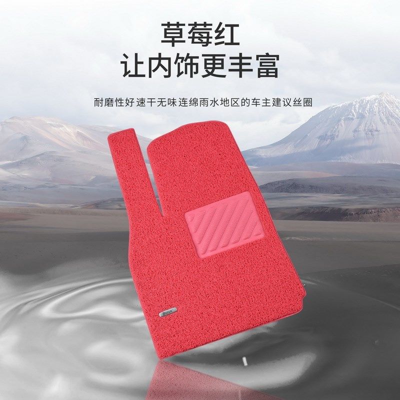 汽车丝圈脚垫女士专车车内耐脏防滑K地毯垫女生可爱草莓红色