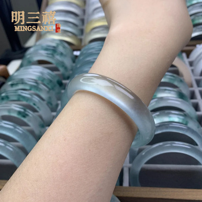 高冰天然正圈玉镯子翡翠色手镯石