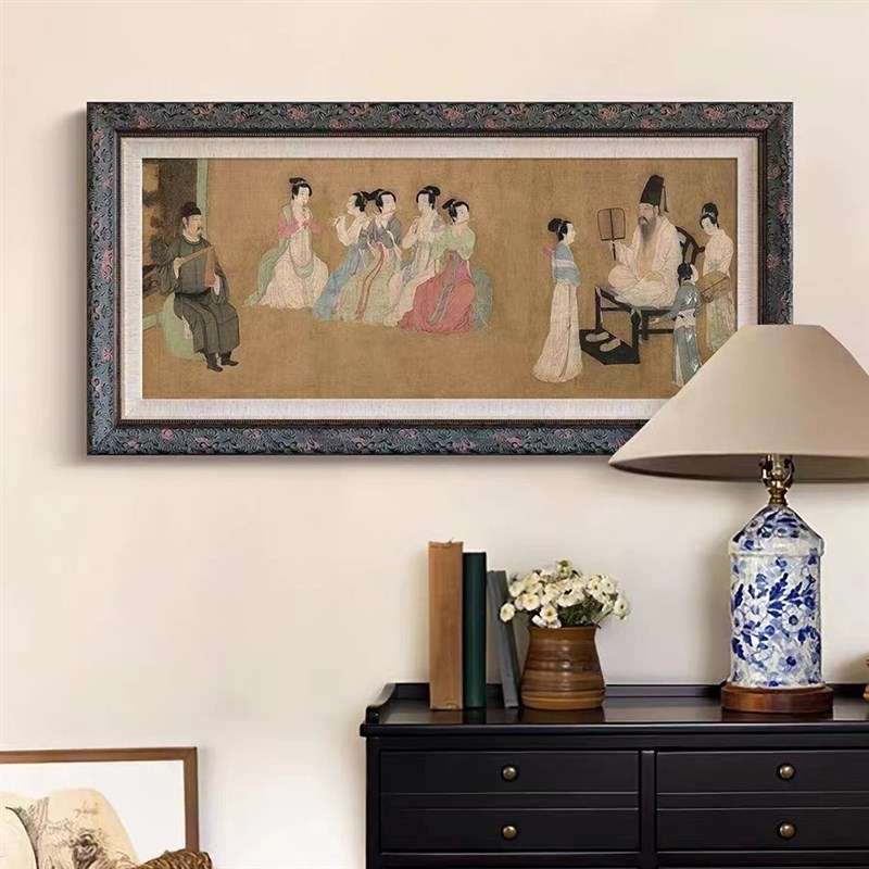 《韩熙载夜宴图》法式中t国风客厅装饰画玄关壁炉新中式书房挂画