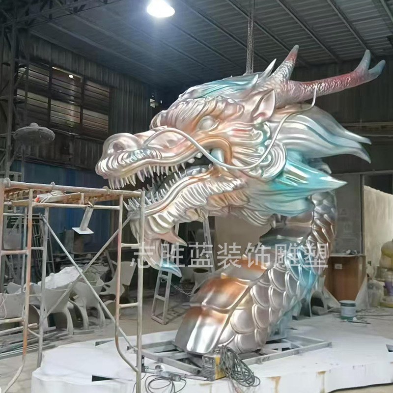玻璃钢摇头龙雕塑电动摇头发光A眼室内外装饰摆件大型艺术工艺品