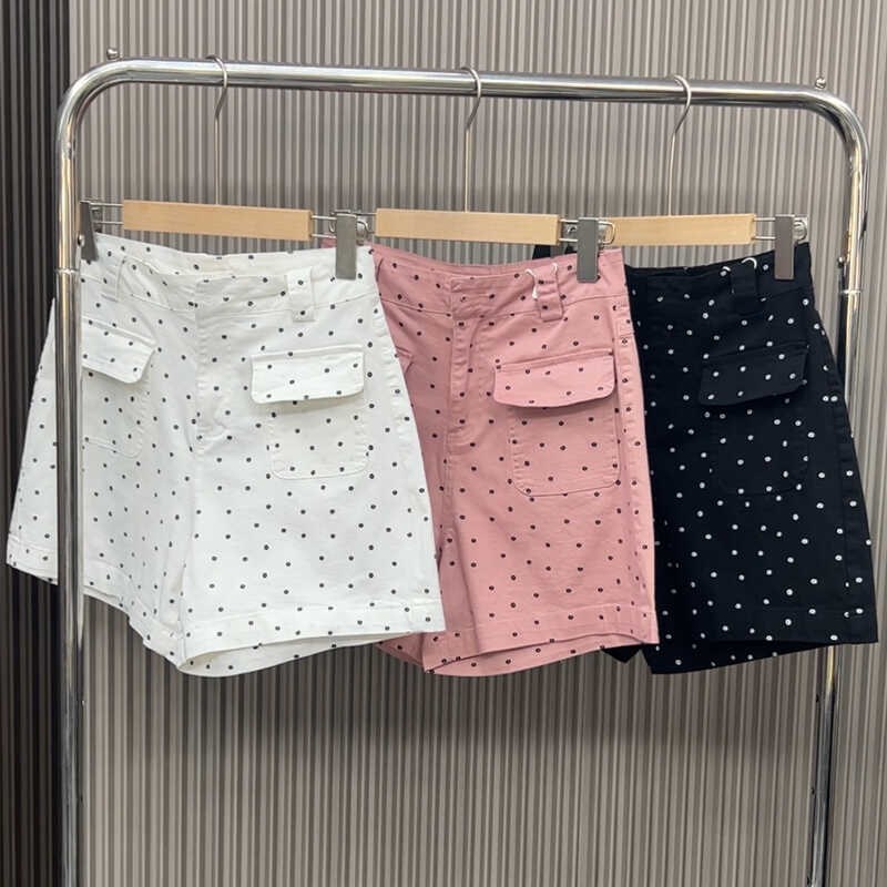 短裤女夏季新款波点小碎花宽松休闲直筒短裤显瘦高腰阔腿牛仔短裤