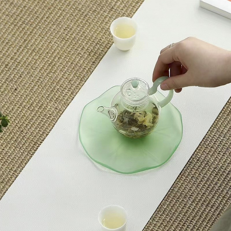 宜室茶话手工琉璃莲叶壶承干泡盘功夫茶具茶承托盘茶点Z盘茶道配