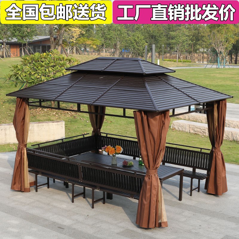 户外凉亭镀锌顶棚亭子四柱亭别墅庭院花园天P台休闲遮阳棚大雨棚