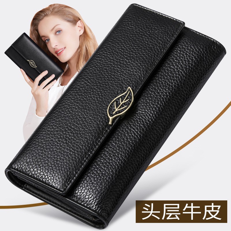 2024长新款女士钱包夹牛真皮爆拉链手拿荔枝纹时尚名潮牌高级感档