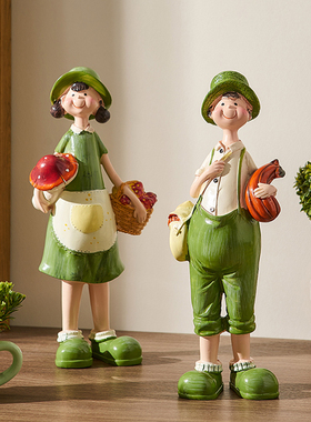 可爱情侣摆件田园风办公s室桌面小物件适合超市美陈货架装饰品