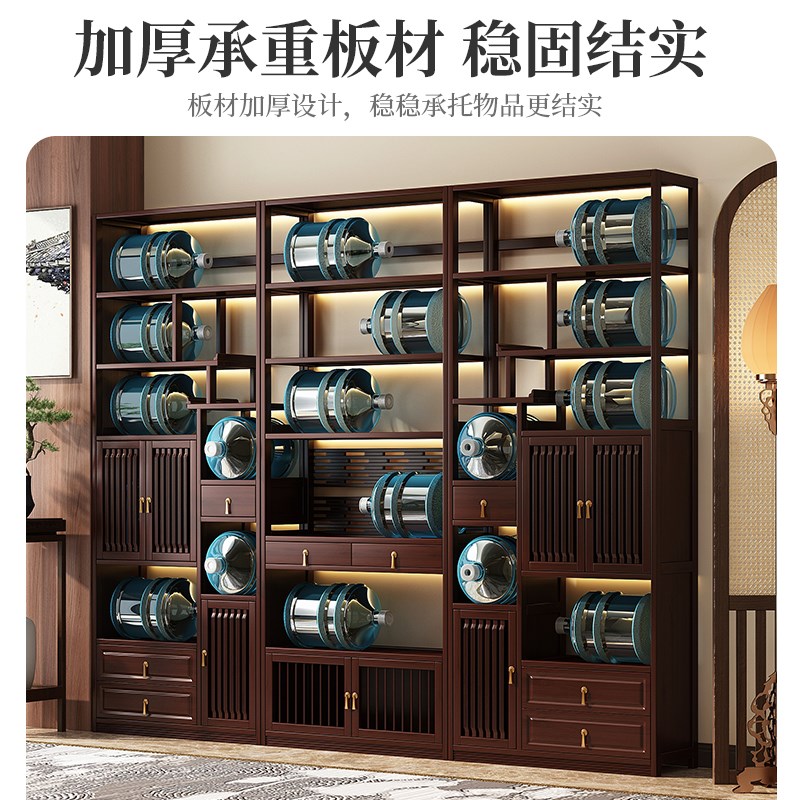 新中式书架书柜博古架茶具茶叶展示柜展示L架落地置物架茶柜茶架
