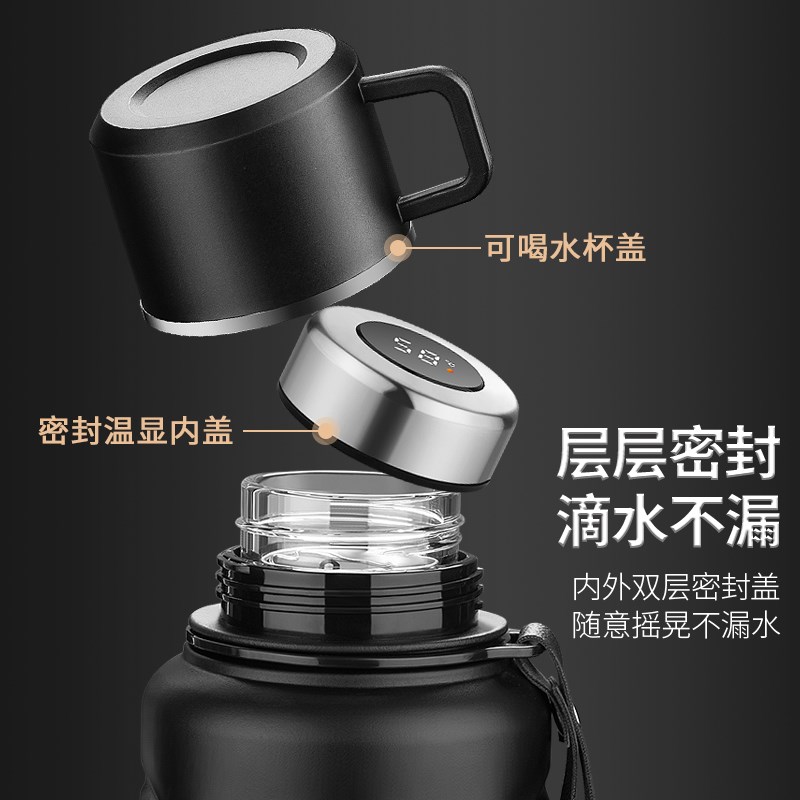 玻璃杯防摔大容量便携带盖高档耐高温茶水分Q离高颜值泡茶杯子