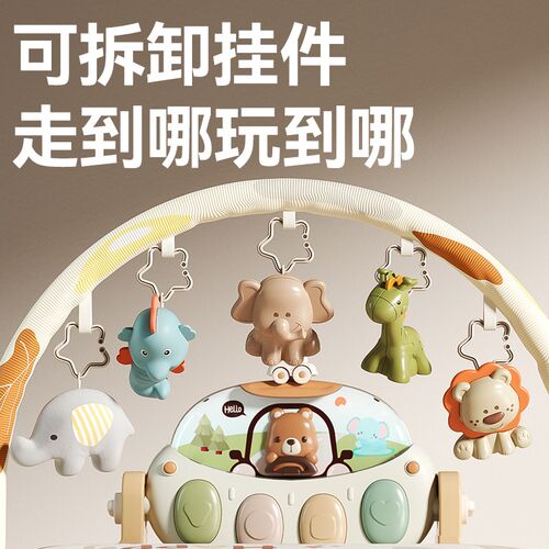 婴儿健身架器脚踏钢琴婴幼儿神器宝A宝躺着看的玩具床头音乐铃脚