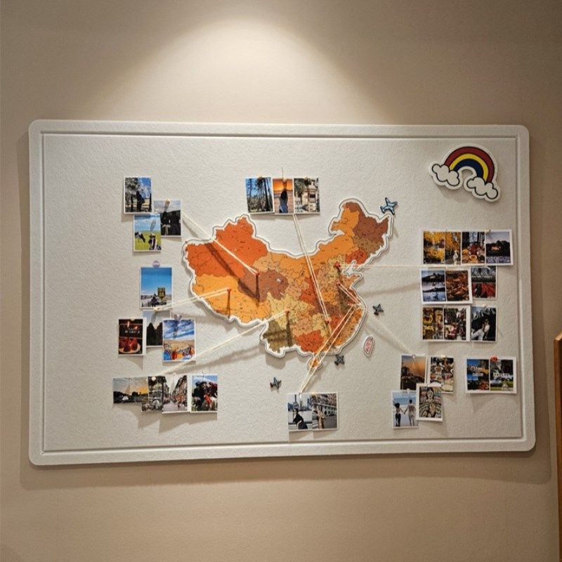地图旅行照片墙贴中国o足迹打卡标记墙面装饰P毛毡板网红公司办公