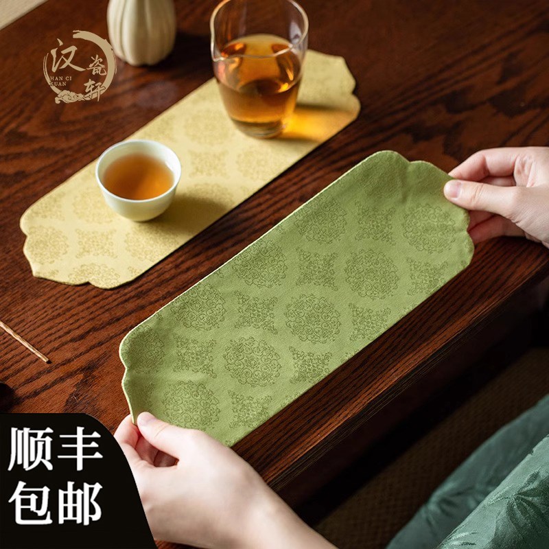 茶席小垫子长条新中式高档轻奢手工双面精棉迷你便携旅行干泡茶垫