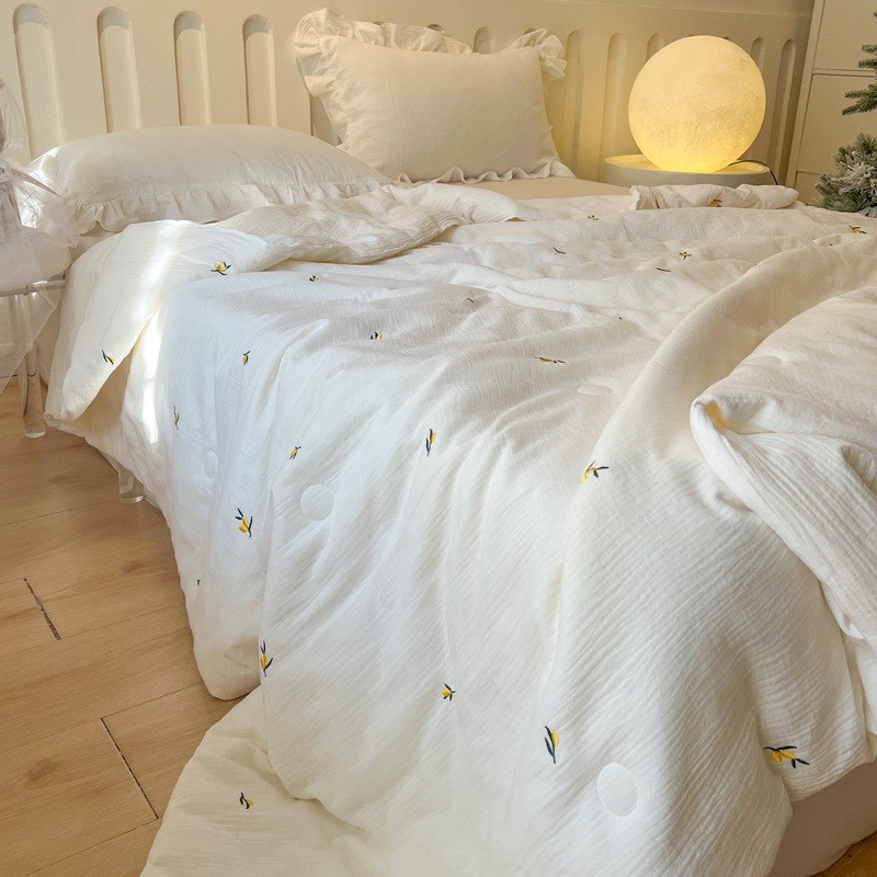 A类双层纱夏被可水洗空s调被双人夏凉被夏天薄被子宿舍单人棉被芯