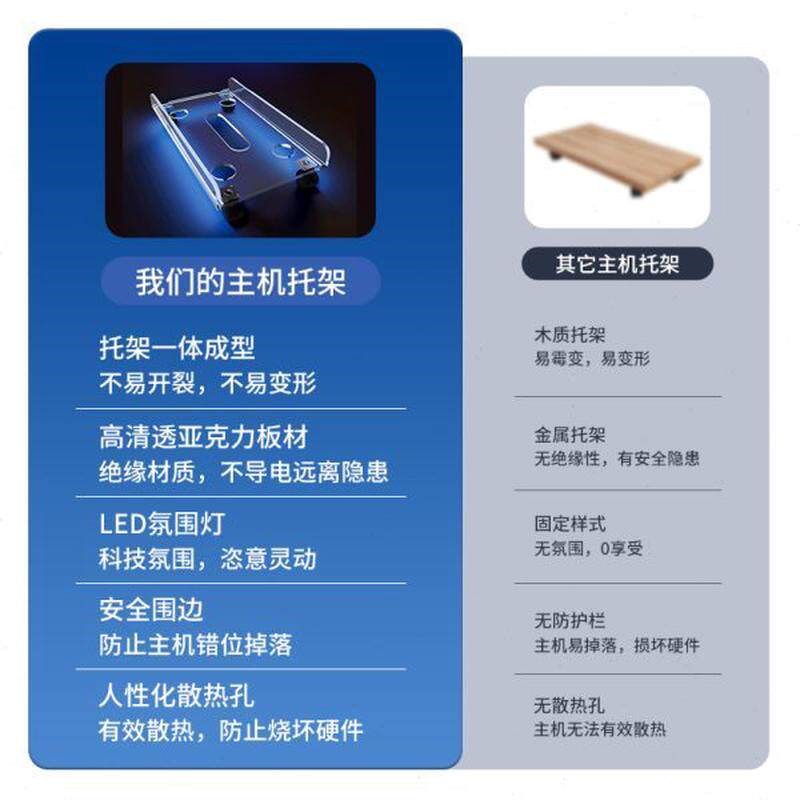 甄选亚克力台式电脑主机托架可移动滑轮放置物架机箱柜底座主机柜