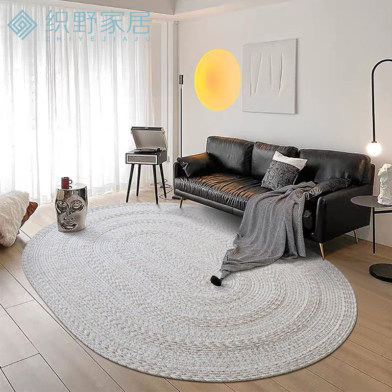 手工编织椭圆地毯客厅沙发茶几垫家用商用透气无胶卧室床边毯地垫