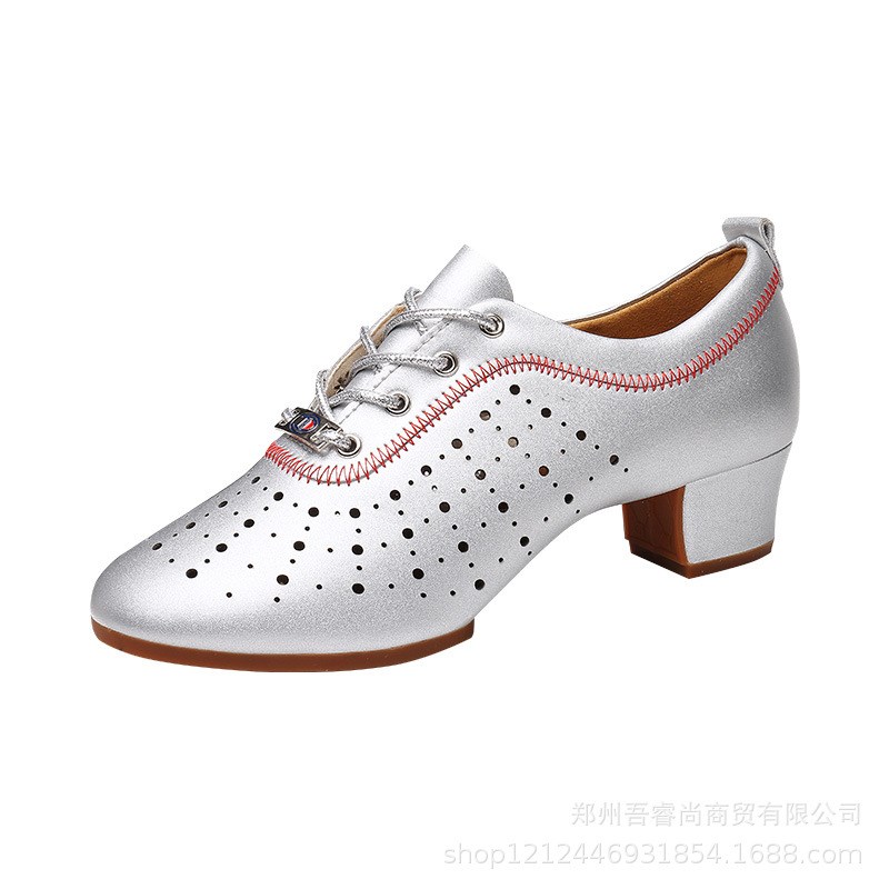 拉丁舞鞋c成年女士中跟教师鞋软底交谊舞舞蹈鞋广场跳舞鞋形体