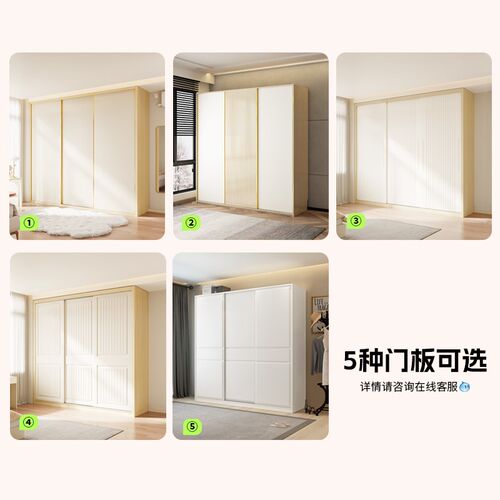 定制ENF级衣柜推拉门实木欧松板卧F室现代简约主卧白色移门大衣橱