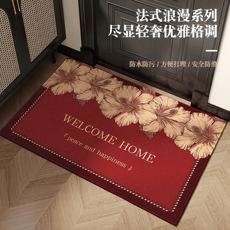 高级感入户门地毯红色家用门垫轻奢简约新款防水除尘防滑入户门垫