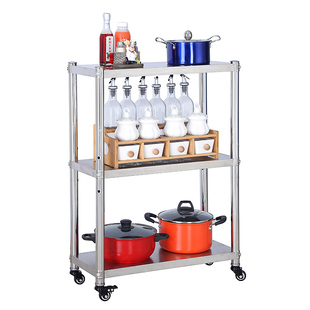 厨房宽20 3n0三层四层带轮不锈钢夹缝储物架可移动多层收纳架