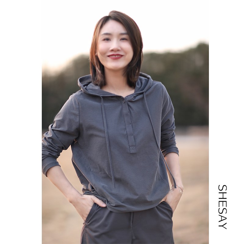 晓说 简约气质 版型超赞百搭休闲春款连帽卫衣T恤女宽松显瘦内搭