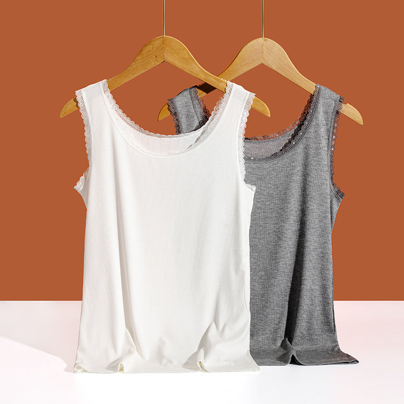 【2件48】蕾丝花边宽肩打底吊带背心女薄款夏宽松大码内搭
