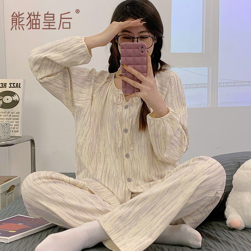 纯棉月子服夏季薄款产后3月份4产妇哺乳期孕妇睡衣春夏天5家居服6