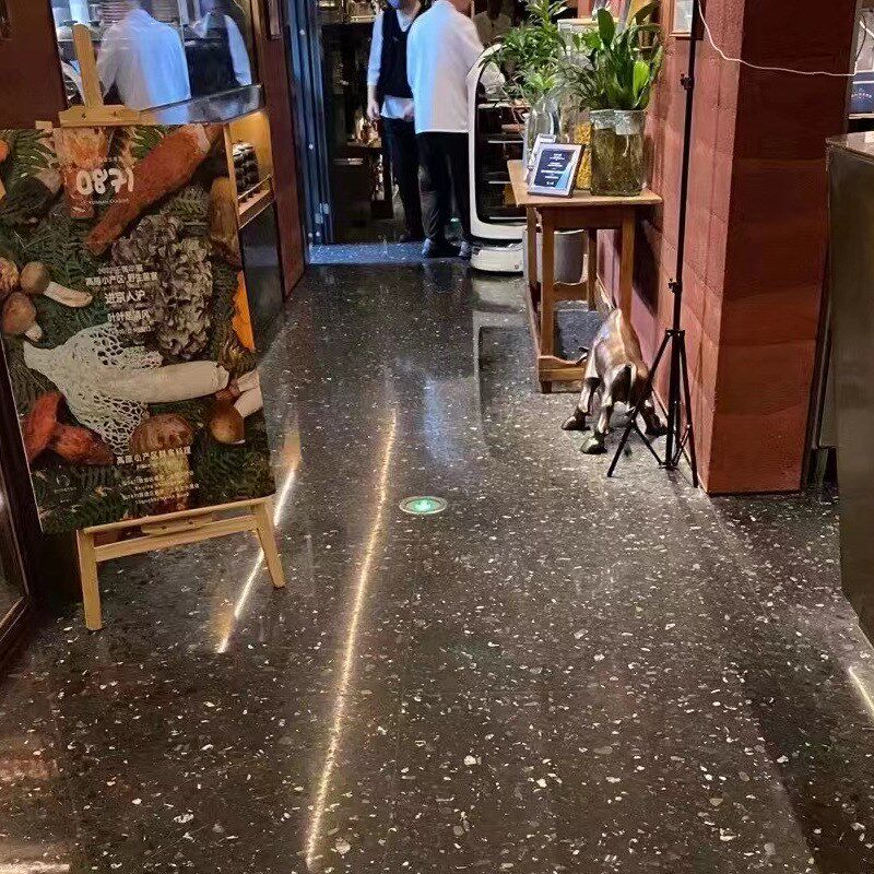 黑色水磨石通体地砖大骨料餐厅地面装H修墙面干挂仿古耐磨无机磨