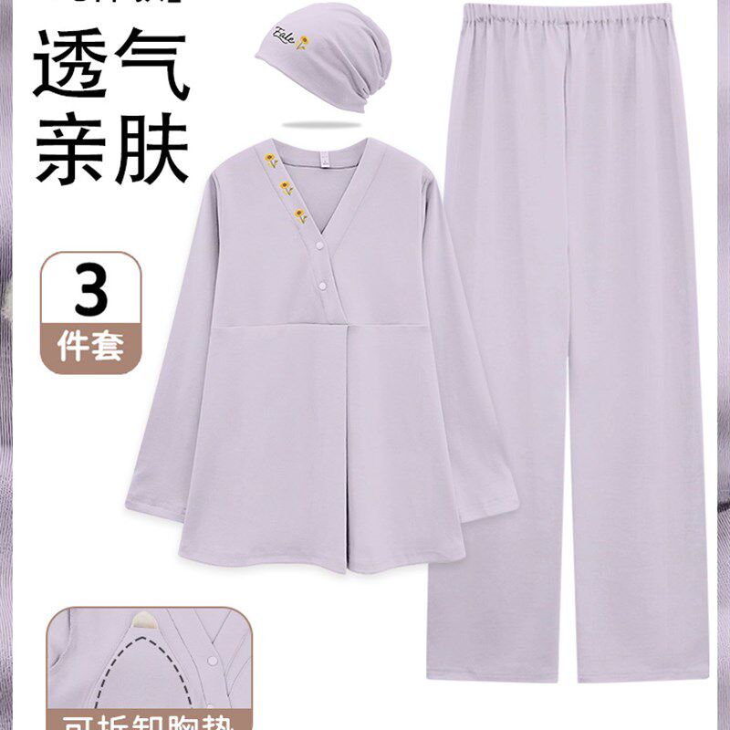 送月子帽-秋冬季纯棉月子服11月份12孕妇睡衣产后哺乳产妇家居服