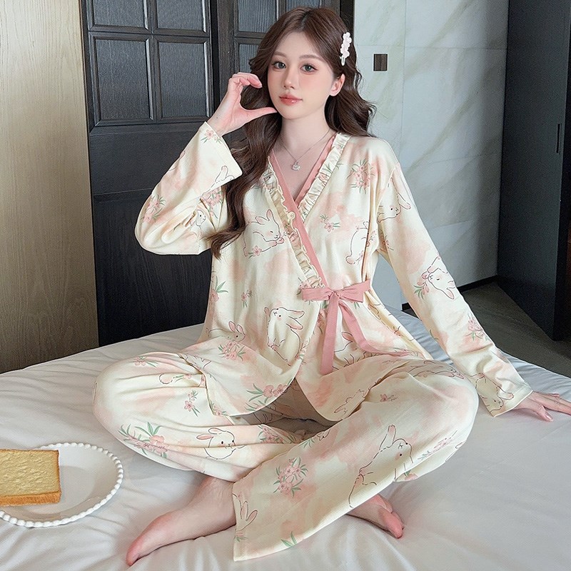 月子服纯棉四季款春秋产后产妇孕期哺乳期睡衣冬季加厚孕妇家居服