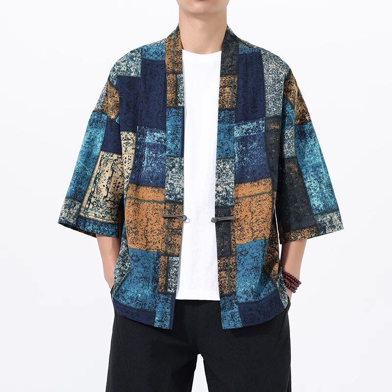 中国风男装棉麻上衣民族传统外套傣族傣装复古道袍汉服外搭衣服潮