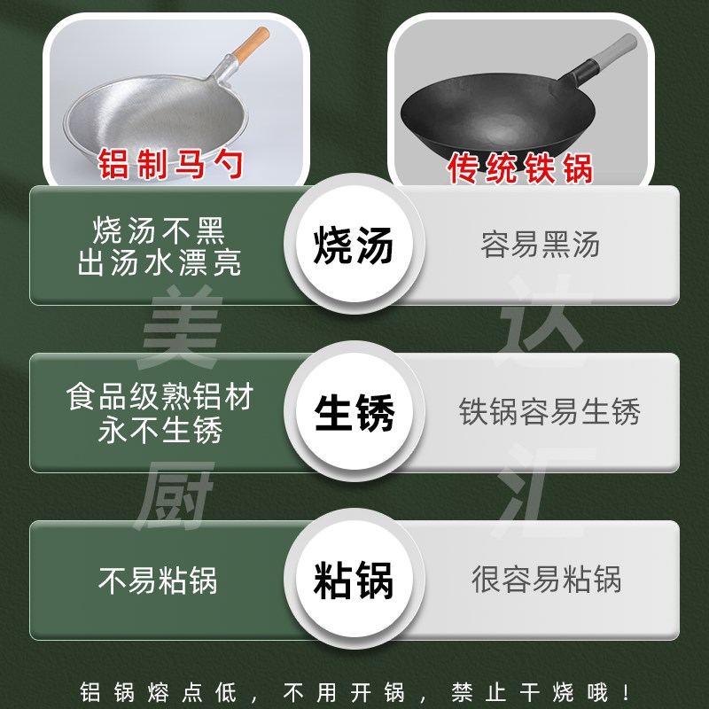 铝锅饭店葱烧f海参大吕锅老式酒店商用铝马勺熬汤烧汁烧龙虾专用