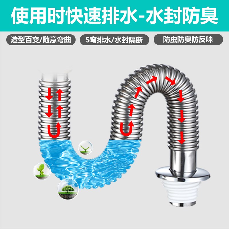 厨房洗菜盆下水管配件不锈钢双槽老式洗碗池排水管下水器防臭套装