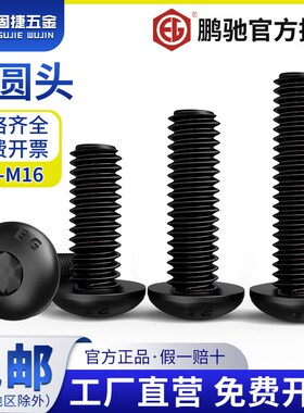 M2M2.5M3M4M5M6-M16鹏驰10.9级合金钢半圆头螺丝高强度内六角螺栓