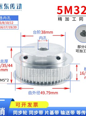 5M32齿同步轮带轮 齿宽16/21/27 BF型 凸台齿外径49.79 带键槽