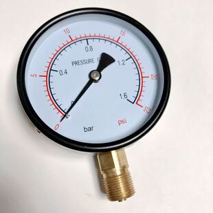 双刻度压力表 100mm 23psi 1.6bar=0.16mpa 100 英文 1.6bar