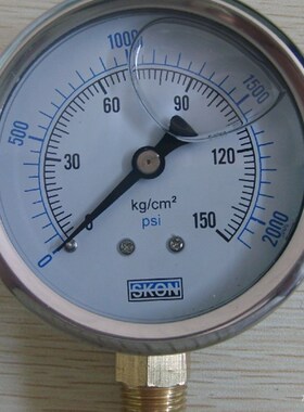 耐震充油压力表Y-SON液压表100KG PSI MPA表盘63MM SKON 1/4牙250