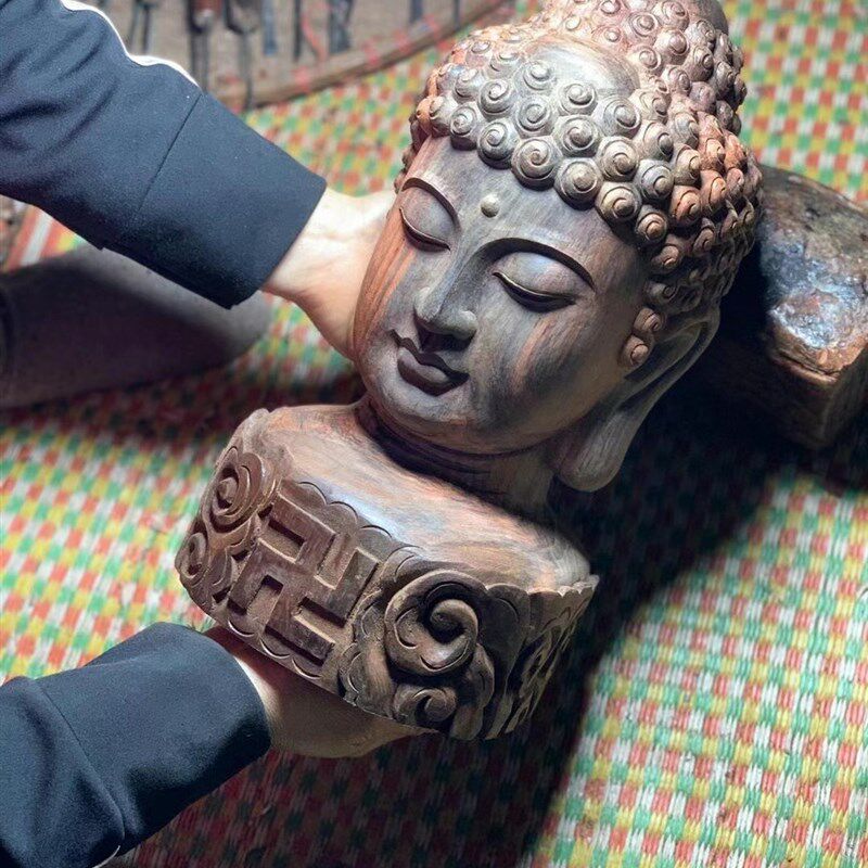 红木工艺品摆件 老挝大红酸枝木佛主木雕佛首