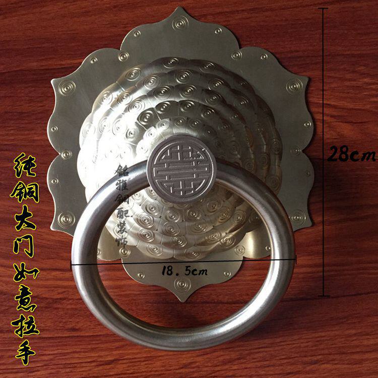 仿古铜配件门环中式装饰大门拉手手工纯铜老式门门环兽头铜拉手